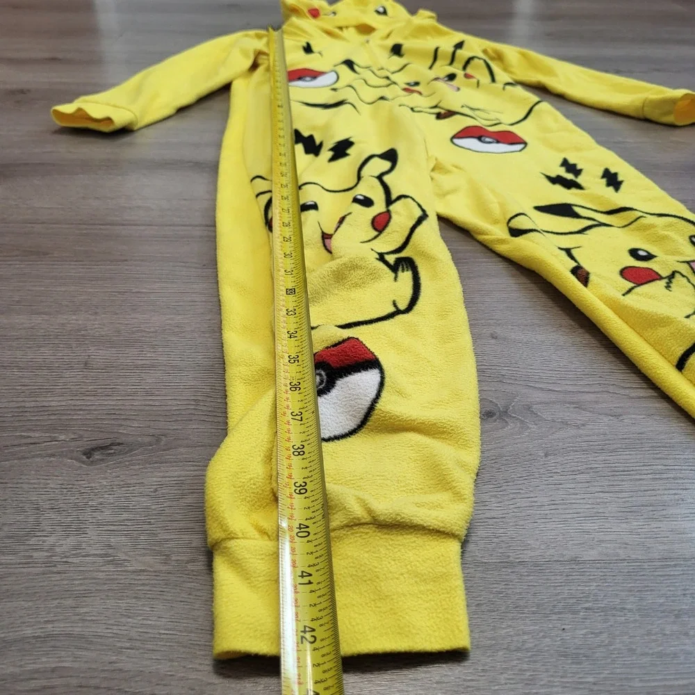 Pokemon Pikachu Hooded Fleece Union Suit Pajamas Costume Yellow Kids Size 8